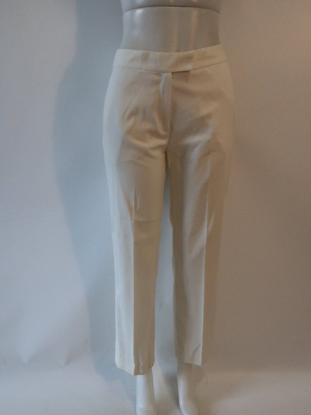 Womens Donna Karan Signature (Item- 77) Cream Flat Front Cropped Trouser Pant 6
